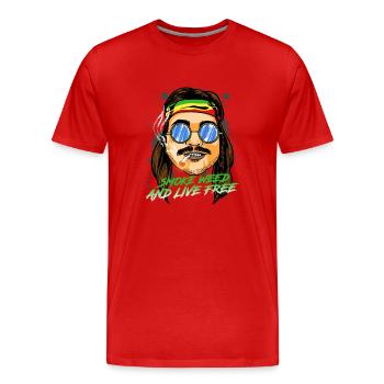 Fumée de Weed et Live Fan Fan T-shirts de - T-shirt bio Premium Homme - rouge - Devant - Damien (186cm)