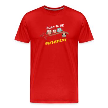 Né pour être différent - T-shirt bio Premium Homme - rouge - Devant - Damien (186cm)