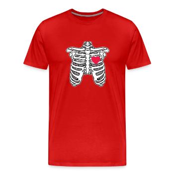 Brustkorb - Herz - Valentinstag - Herzschlag - Männer Premium Bio T-Shirt - Rot - Vorne - Damien (186cm)