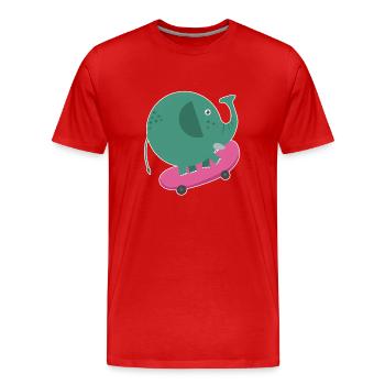 Skater elephant - Men's Premium Organic T-Shirt - red - Front - Damien (186cm)