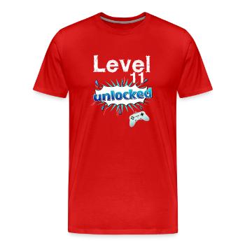 11ème anniversaire - T-shirt bio Premium Homme - rouge - Devant - Damien (186cm)
