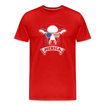 Amerikanische Patriot-Kuh - Männer Premium Bio T-Shirt - Rot - Vorne - Damien (186cm)