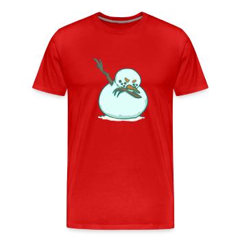 DAB Schneemann - Winter - Tanzen - Männer Premium Bio T-Shirt - Rot - Vorne - Damien (186cm)