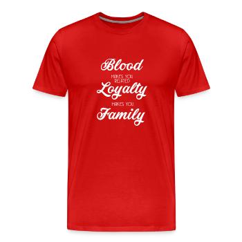 Le sang se connecte - famille - loyauté - cadeau - T-shirt bio Premium Homme - rouge - Devant - Damien (186cm)