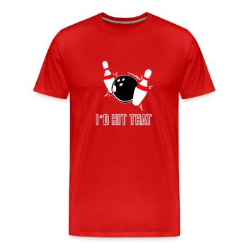 Bowling - spielen - Geschenk - Kegel - Männer Premium Bio T-Shirt - Rot - Vorne - Damien (186cm)