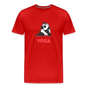 Yoga Panda - entspannen - relaxen- Sport - Männer Premium Bio T-Shirt - Rot - Vorne - Damien (186cm)