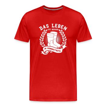 Landwirt Shirt · Landwirtschaft · Gummistiefel - Männer Premium Bio T-Shirt - Rot - Vorne - Damien (186cm)