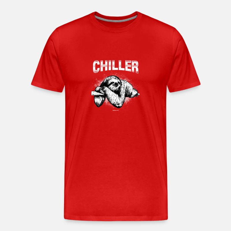 CHILLER Faultier Sloth Geschenk - Männer Premium Bio T-Shirt - Rot