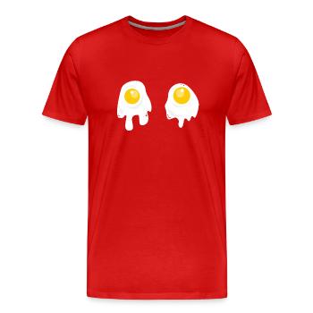 Oeufs au plat - Petit déjeuner - T-shirt bio Premium Homme - rouge - Devant - Damien (186cm)