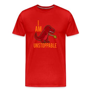 T-Rex Je ne m'arrête pas Drôle - T-shirt bio Premium Homme - rouge - Devant - Damien (186cm)