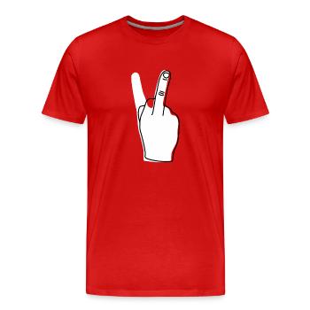 Donner le doigt - Provocateur sarcastique - T-shirt bio Premium Homme - rouge - Devant - Damien (186cm)