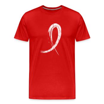 Krebs Schleife Krankheit Geschenk - Männer Premium Bio T-Shirt - Rot - Vorne - Damien (186cm)