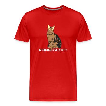 Regarde à l’intérieur - chat - T-shirt bio Premium Homme - rouge - Devant - Damien (186cm)