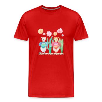 Lama Walk - Men's Premium Organic T-Shirt - red - Front - Damien (186cm)