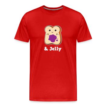 Erdnussbutter und Marmelade Geschenk - Männer Premium Bio T-Shirt - Rot - Vorne - Damien (186cm)