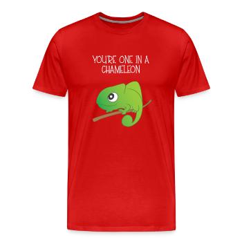 Reptil - Chamäleon - Chamäleons - Geschenk - Männer Premium Bio T-Shirt - Rot - Vorne - Damien (186cm)