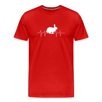 Hasen - Hase - Hasenbesitzer - Herzfrequenz - Männer Premium Bio T-Shirt - Rot - Vorne - Damien (186cm)