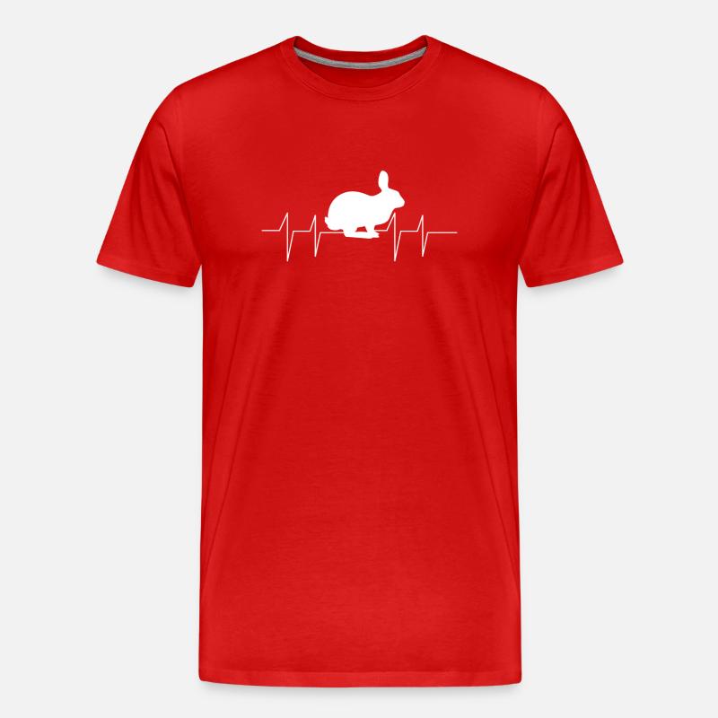 Hasen - Hase - Hasenbesitzer - Herzfrequenz - Männer Premium Bio T-Shirt - Rot