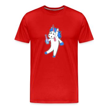 Unicorn ivrogne alcool idée cadeau - T-shirt bio Premium Homme - rouge - Devant - Damien (186cm)