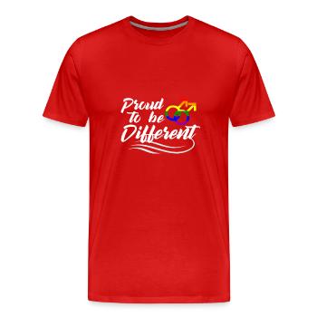 Proud to be different - Men's Premium Organic T-Shirt - red - Front - Damien (186cm)