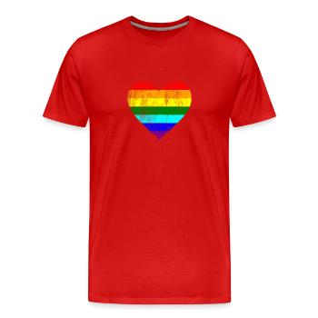 Coeur LGTB Pride gay gay arc-en-ciel - T-shirt bio Premium Homme - rouge - Devant - Damien (186cm)