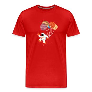 Space Astronaut - Men's Premium Organic T-Shirt - red - Front - Damien (186cm)
