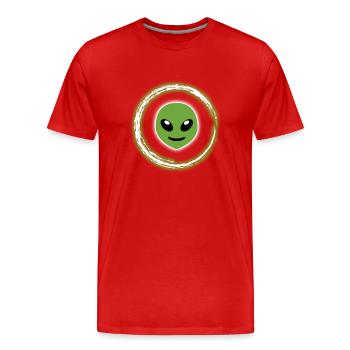 Neon Glow Alien T-Shirt Half Moon Glowing Effect - Men's Premium Organic T-Shirt - red - Front - Damien (186cm)