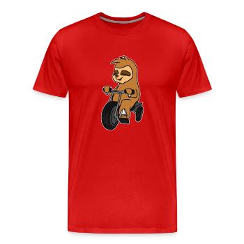 T-shirt paresseux de tricycle d'animal dans le tricycle - T-shirt bio Premium Homme - rouge - Devant - Damien (186cm)
