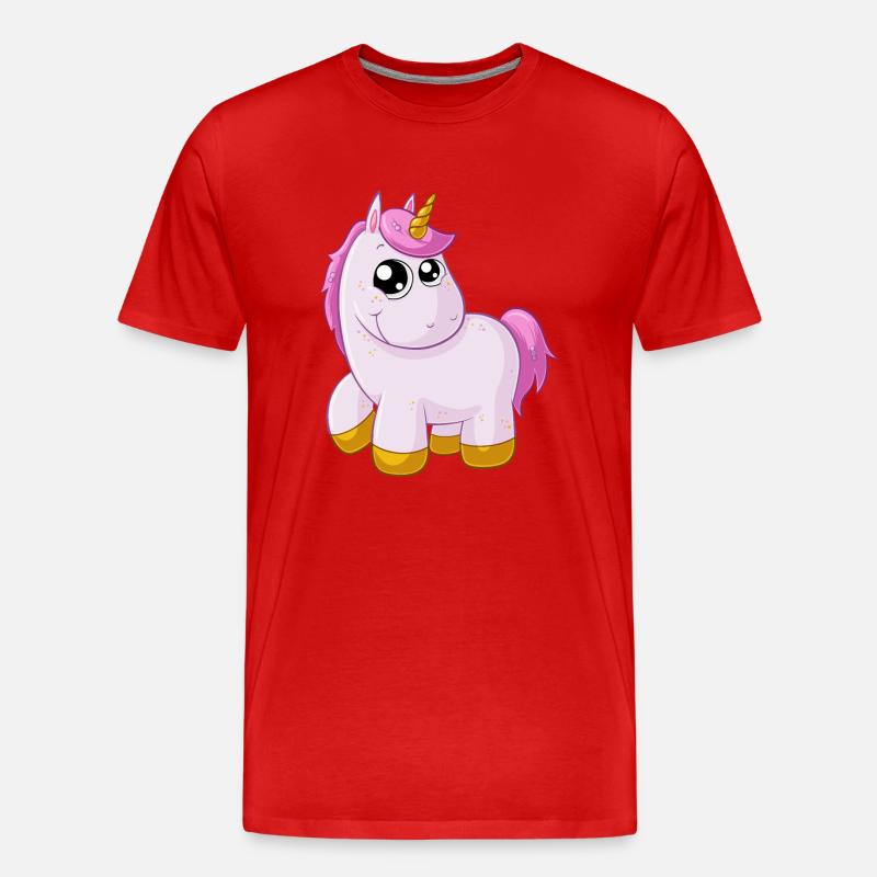 Pinkes Comic Einhorn - Männer Premium Bio T-Shirt - Rot
