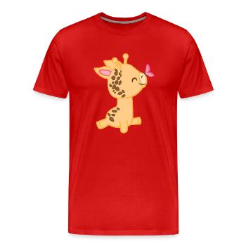 Girafe - Girafes - Girafe fan - Papillon - T-shirt bio Premium Homme - rouge - Devant - Damien (186cm)