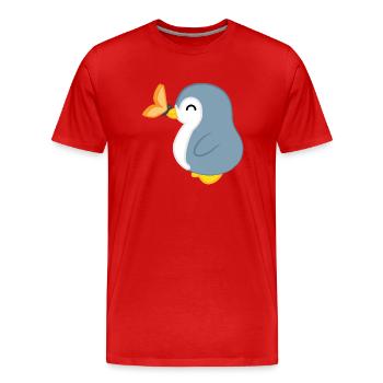 Pinguin - Pinguine - Pinguinmotiv - Schmetterling - Männer Premium Bio T-Shirt - Rot - Vorne - Damien (186cm)