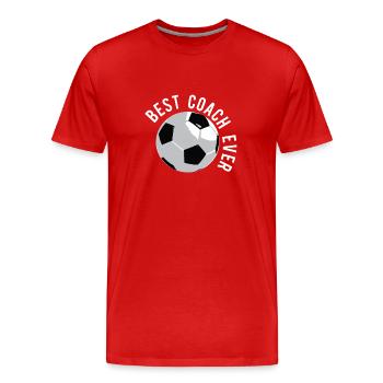 Entraîneur de football Meilleur entraîneur jamais Soccer-G - T-shirt bio Premium Homme - rouge - Devant - Damien (186cm)