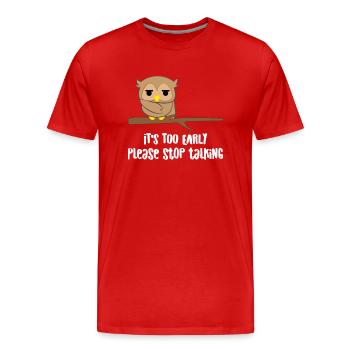 Chouette - hibou - hibou - chouette t-shirt - moufle du matin - T-shirt bio Premium Homme - rouge - Devant - Damien (186cm)