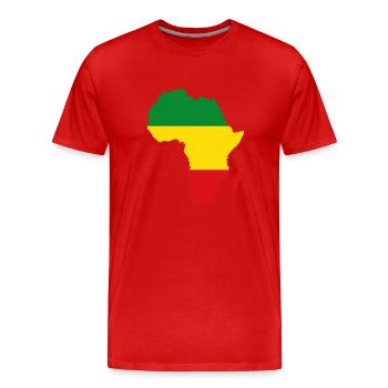 Carte de l'Afrique Reggae Rasta Rastafari Ragga Regge - T-shirt bio Premium Homme - rouge - Devant - Damien (186cm)