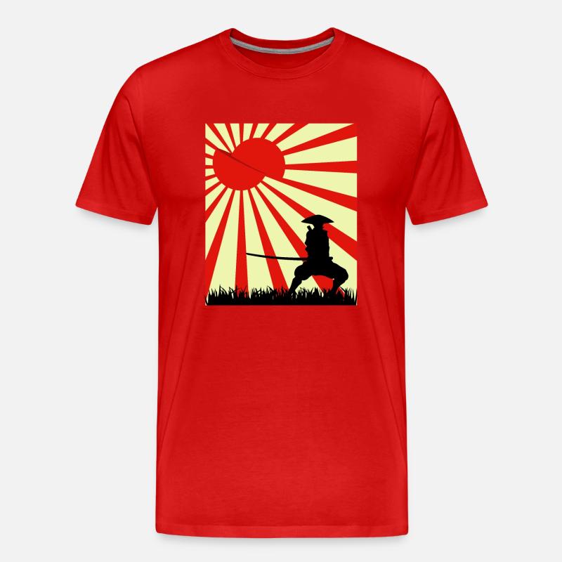 Mond Scheibe Samurai - Männer Premium Bio T-Shirt - Rot