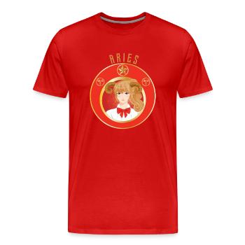 Zodiaque - Horoscope - Bélier - Cadeaux - T-shirt bio Premium Homme - rouge - Devant - Damien (186cm)