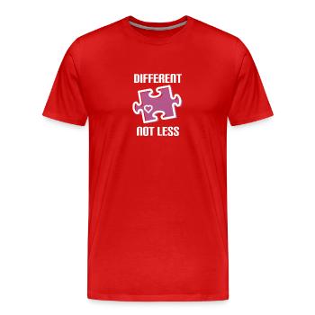 DIFFERENT - NOT LESS! AUTISMUS - Männer Premium Bio T-Shirt - Rot - Vorne - Damien (186cm)