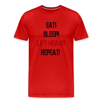 Ascenseur de musculation lourde Powerlifting Gym de levage - T-shirt bio Premium Homme - rouge - Devant - Damien (186cm)