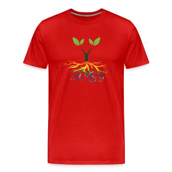 Nature - Rainbow - Conservation - Roots - Men's Premium Organic T-Shirt - red - Front - Damien (186cm)