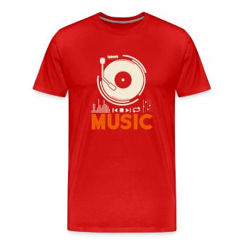 Musique Music Record Lecteur DJ cadeau - T-shirt bio Premium Homme - rouge - Devant - Damien (186cm)