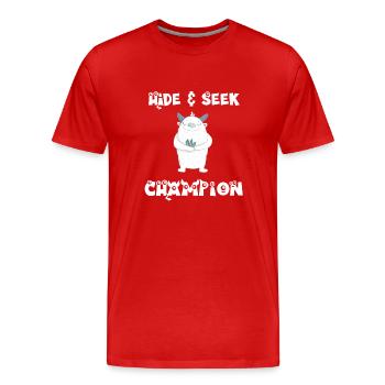 Hide and Seek Yeti - Men's Premium Organic T-Shirt - red - Front - Damien (186cm)