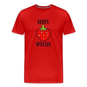 Berry Special - Men's Premium Organic T-Shirt - red - Front - Damien (186cm)