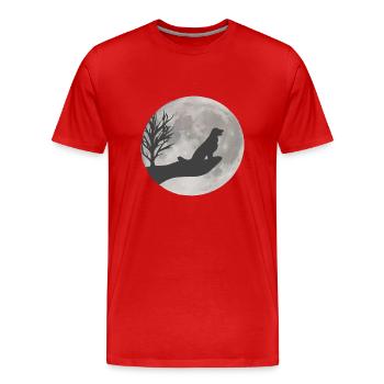Golden Retriever bei Vollmond im Mondschein - Men's Premium Organic T-Shirt - red - Front - Damien (186cm)