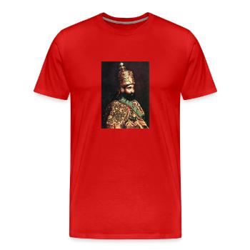 Haile Selassie Emperor of Ethiopia Jah Rastafari - Männer Premium Bio T-Shirt - Rot - Vorne - Damien (186cm)