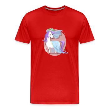 Mariée licorne - T-shirt bio Premium Homme - rouge - Devant - Damien (186cm)