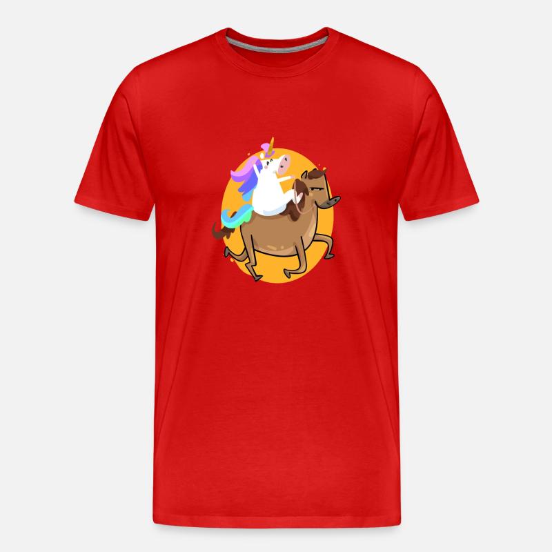 reitendes Einhorn - Männer Premium Bio T-Shirt - Rot