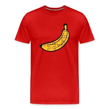 puzzle banana fruit food hunger delicious love muste - Men's Premium Organic T-Shirt - red - Front - Damien (186cm)