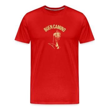 Jakobsweg Pilger - Männer Premium Bio T-Shirt - Rot - Vorne - Damien (186cm)