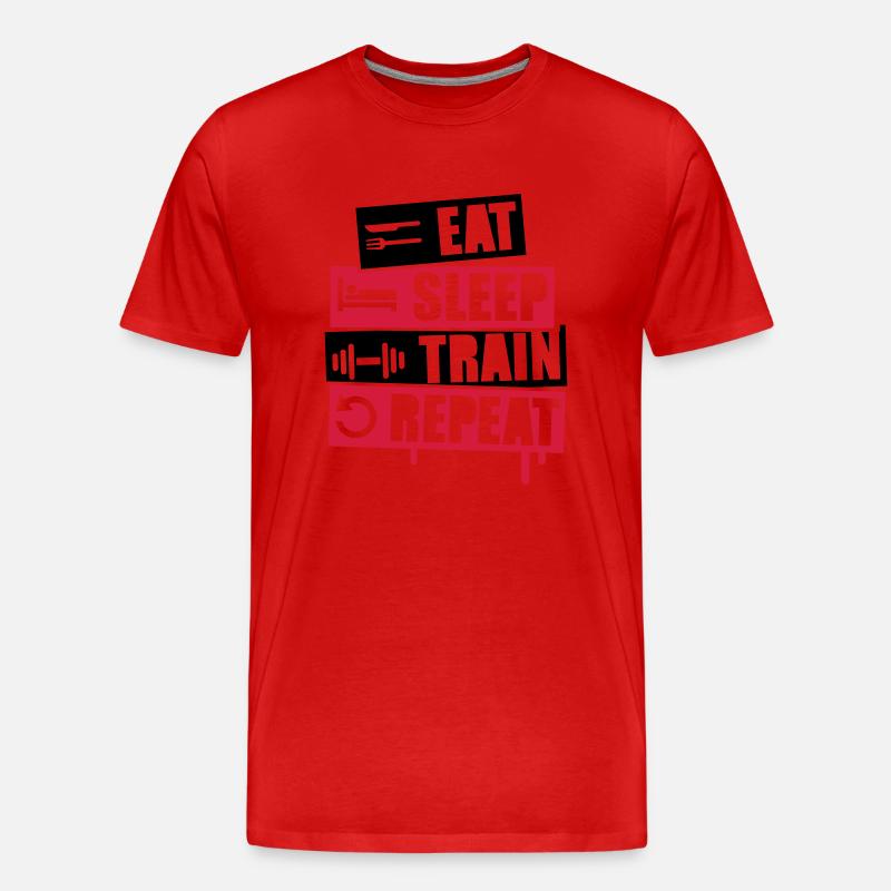 eat_sleep_train_repeat_2_f2 - Männer Premium Bio T-Shirt - Rot