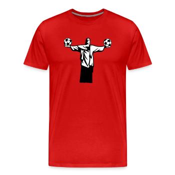 football statue brazil rio janeiro christ - Men's Premium Organic T-Shirt - red - Front - Damien (186cm)